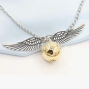 14K Gold Plated Harry Potters Hogwarts School Quidditch Golden Snitch Necklace‎
